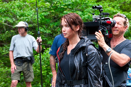 Jennifer Lawrence On Set of The Hunger_Games