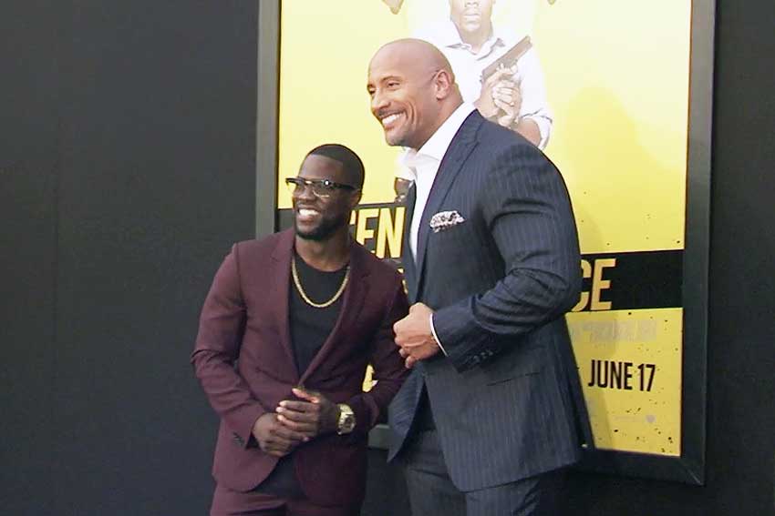 Dwayne Johnson and Kevin Hart Take Competitive Spirit to Central Intelligence Black Carpet Premiere