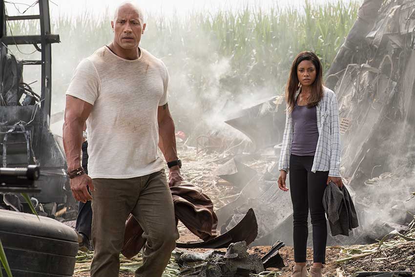 Rampage movie Dwayne Johnson and Naomi Harris