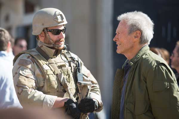 American Sniper Clint Eastwood and Bradley Cooper on set