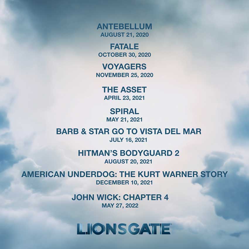 Lionsgate movie slate 2020