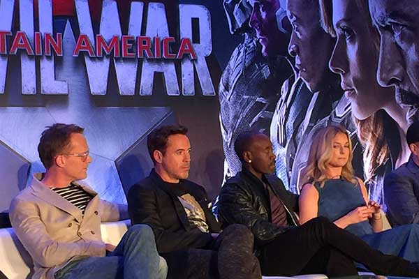 Team Iron Man CaptainAmerica 3 press conferences