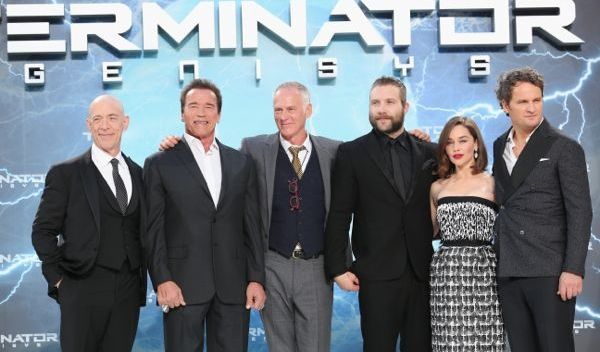 Terminator Genisys Berlin red carpet premiere JK Simmons, Arnold Schwarzenegger, Alan Taylor, Jai Courtney, Emilia Clarke, Jason Clarke 