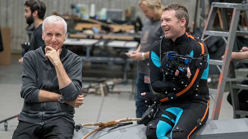 Avatar The Way of Water James Cameron, Sam Worthington behind the scenes