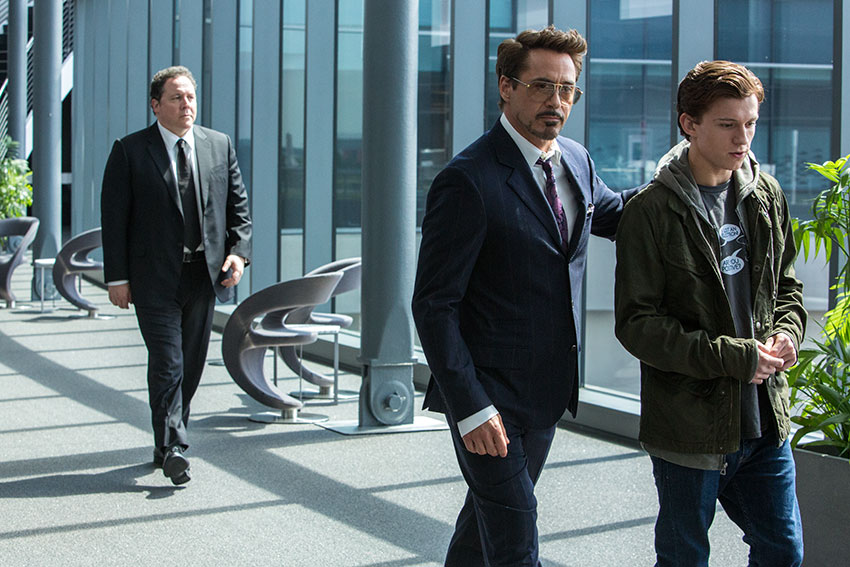 Spider-Man Homecoming Robert Downey, Jr., Tom Holland and Jon Favreau