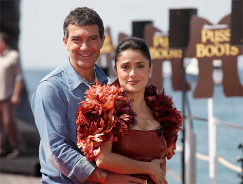 Salma Hayek and Antonio Banderas Promote PUSS IN BOOTS
