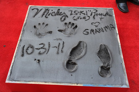 Mickey Rourke Immortalized with Hand and Foot Ceremony