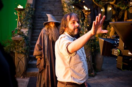 Director Peter Jackson, Ian McKellen on THE HOBBIT set
