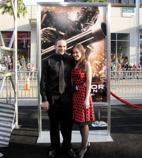 Fan Justin Berrios and guest at Terminator premiere